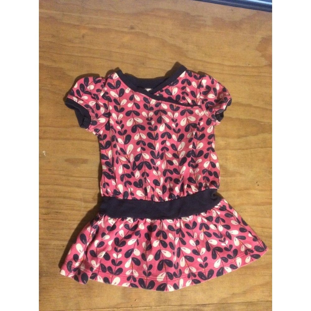 Tea Collection Sun Dress 6-12 Months Floral Print 100% Cotton Dark Purple Pink
